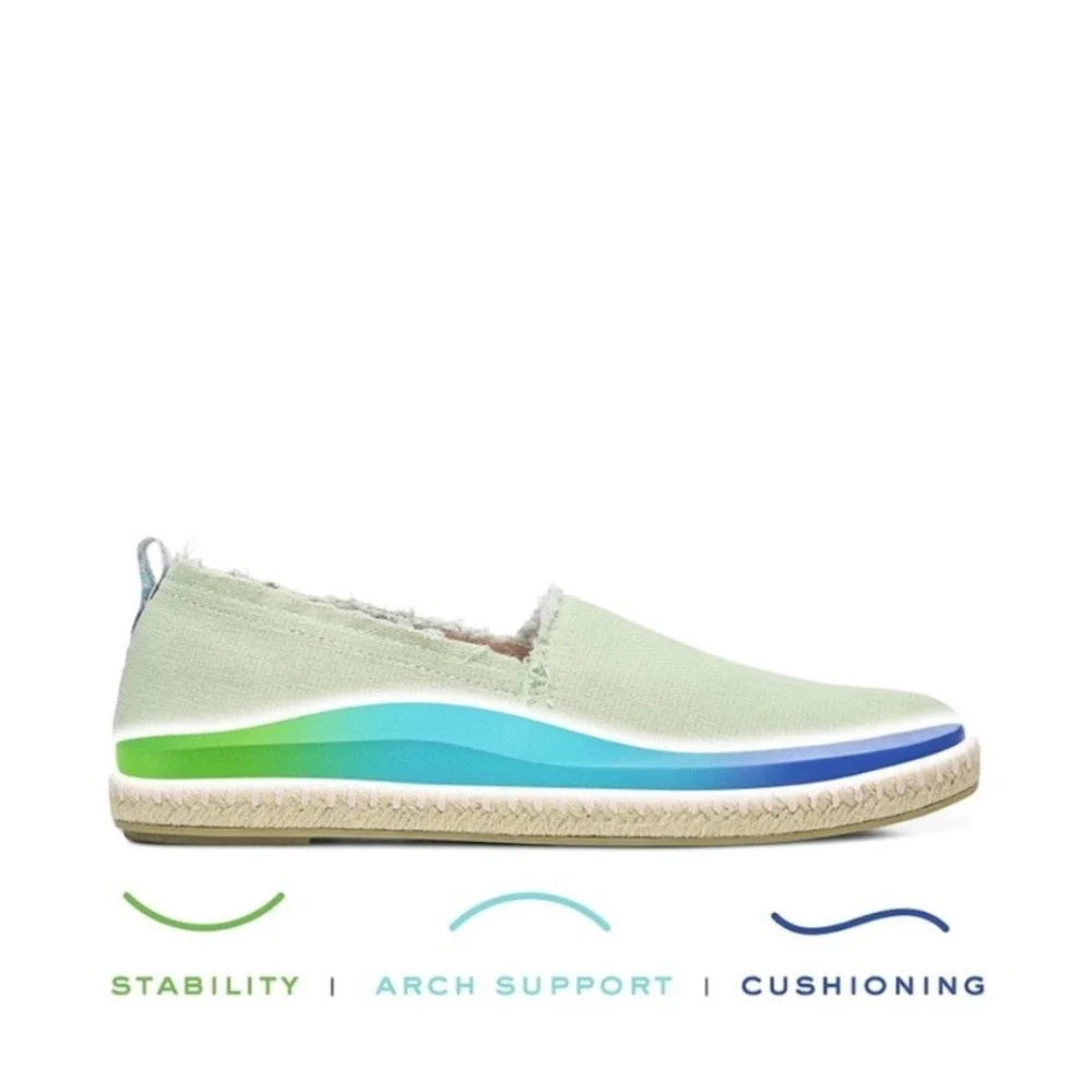 Vionic Beach Laguna Slip On Espadrille Cotton Canvas Loafer Light Green‎ Shoe 11
